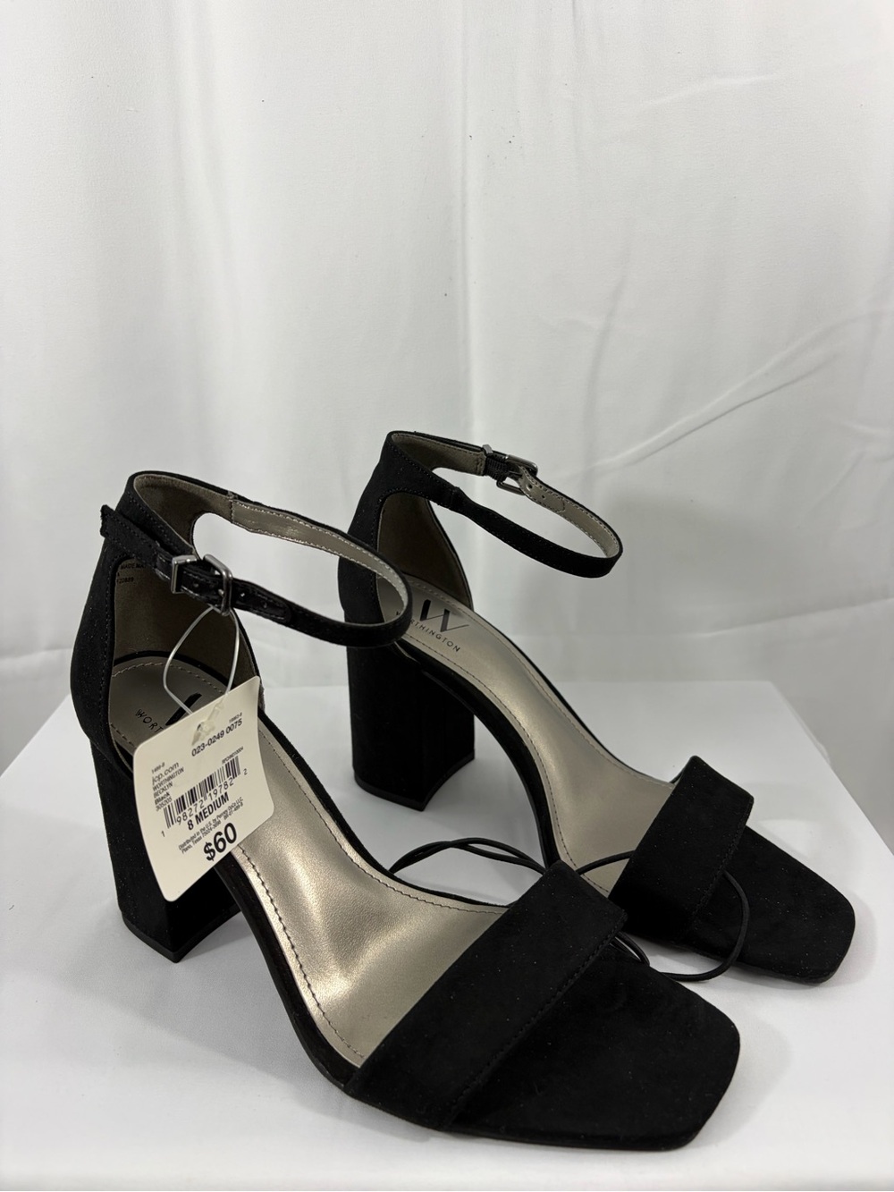 NWT Worthington Women's Size 8 Black Ankle-Strap Block Heel Sandals